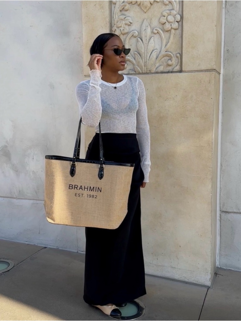 H&M White Sheer Ribbed Knit Top